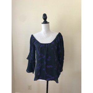 Parker Multicolored Silk Open Shoulder Scoop Neck